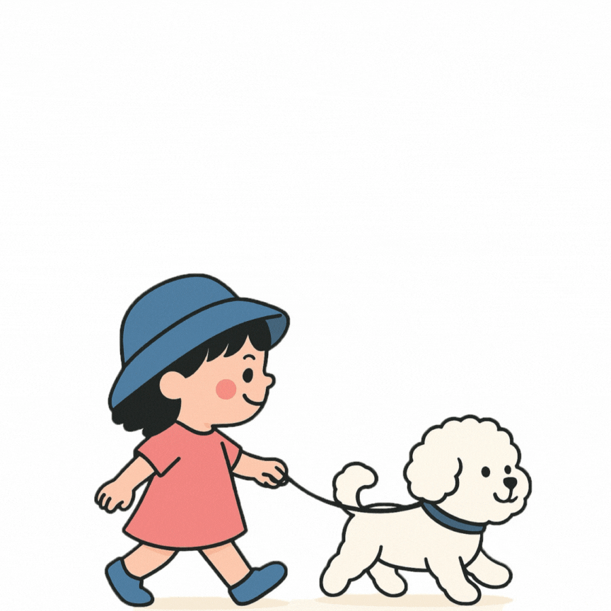 Walking Bichon with Child